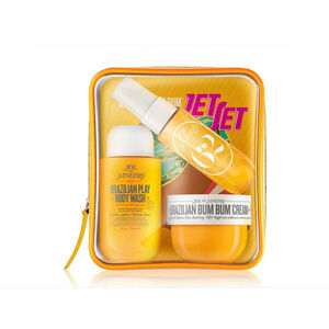 NWT Sol de Janeiro Bum Bum Jet Set Travel Kit Yellow Bag
